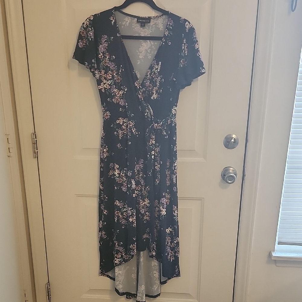 Elegant Blue Floral High Low Dress